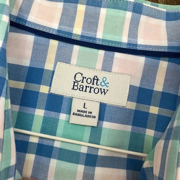 Croft & Barrow Blue Plaid Button Down Shirt - Picture 2 of 11